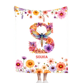 Romantic Flowers and Butterflies - Personalized Blankets with Initial and Name